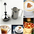 Pikkukuva 4 / 5: Kahvi Cappuccino Vaahdotin Kaksoisverkko Latte Myrkytön Ruostumaton Teräs Sekoitin Mini Maitovaahdottimet 400ml Hopea
