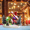 Miniatyrbilde 3 av 4: 1 stk. Julelysende Harpikshusdekorasjon, hotell