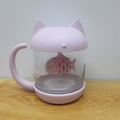 Miniatyrbillede 3 af 5: UneMug 250ML Katteformet Glas Te Kop med Fisk Formet Infuser