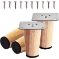 Miniatyrbilde 1 av 5: 4 stk 8 cm møbelben i tre, erstatning massive tre sofa ben med monteringsplate, skruer og sklisikker matte, tre seng bord ben for sofa skap