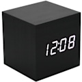 Pikkukuva 1 / 5: Puinen herätyskello - Mini Cube LED digitaalinen kello musta_valkoinen