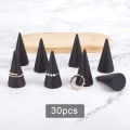 Miniatyrbillede 3 af 5: 30 stk. sorte solide trækegle ring display stativ ringholder