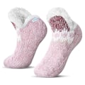 Miniatyrbilde 1 av 5: 1 par rosa vinter tykke ullfôrede puffy tøfler sokker