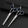 Miniatyrbillede 4 af 5: 7'(18cm) 2 stk. Blå Frisørsakse Professionelle Hårsakse Udtynding Barber Salon Hårklippende Rustfrit Stål