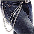 Miniatyrbillede 1 af 5: Buks Kæde til Mænd Kvinder, Biker Skull Chain Wallet, Lang Cool EMO Punk Bukser Lomme Bælte Nøgleringe til Hip Hop R