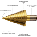 Miniatyrbillede 2 af 5: HSS Metal Trin Drill Bit 5-35mm Professionel Titanium Konisk Drill Bit Trin Drill Bit med Etui til Træ Plastik Metal