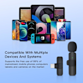 Miniatyrbillede 3 af 5: Trådløs Mikrofon til iPhone 15/Android, Lapel Mics Plug-Play 2.4G Ultra-Lav Forsinkelse Indbygget Støjreduktionschip