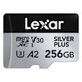 Miniatyrbillede 1 af 2: Micro SD-kort - LEXAR - Silver Plus - 256 Go - 205 Mo/s Læsning - V30 U3 - Vandtæt IPx7