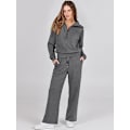 Miniatyrbild 3 av 7: Dam 2-delad träningsdräkt Set, Rymlig Loungewear, Spårningsdräkt Grey Grey L