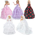 5 st Barbie Kläder Tillbehör Docka Bröllopsklänning Prinsess Klänning Aftonklänning 5 Stilar(Endast kläder)