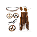 Miniatyrbild 2 av 5: Bästa 5-delars Hippie Kostymtillbehör för Kvinnor, 60-tal 70-tal Fancy Dress Hippy Set Nytt A2 A2 L