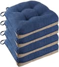 Halkskyddande stolsdynor för matstolar Set om 4, 46*43*9cm sittdyna med ban dark blue
