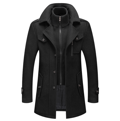 Trenchcoat for menn Vinterullblanding Jakke Overfrakk Lang Overfrakk Svart black M