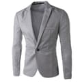 Herre Slim Fit En Knap Solid Blazer Business Casual Jakke grå grey 2XL