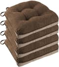 Halkskyddande stolsdynor för matstolar Set om 4, 46*43*9cm sittdyna med ban dark coffee