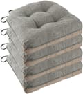 Halkskyddande stolsdynor för matstolar Set om 4, 46*43*9cm sittdyna med band light gray
