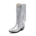 Damskor med fransar i metallisk cowboy-stil Silver Silver 37