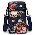 Miniatyrbild 1 av 4: Liten crossbody-mobilväska för kvinnor, 3-lagers dragkedja nylon axelväska sportarmband plånbok för smartphone
