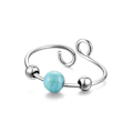 Miniatyrbillede 1 af 6: Ring til angstlindring | Levende Perle & Turkis Kugle Rustfrit 6 mm turkis justerbar