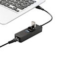 Miniatyrbillede 2 af 3: USB3 A han, Gigabit RJ45 netværksadapter, 3x USB3 hun, sort