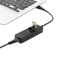 Pikkukuva 2 / 3: USB3 A-uros, Gigabit RJ45 verkkoadapteri, 3x USB3 naaras, musta