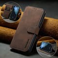 (För Samsung Galaxy S20 FE) DG.MING Retro plånboksfodral i läder med stativfunktion, magnetlås, kortfack och handledsrem Kaffe