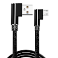 Miniatyrbilde 1 av 11: Vinklet 90 graders laderkabel USB A til USB C / iPhone Lightning (Micro-USB) svart 2 meter
