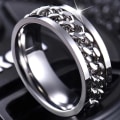 Miniatyrbild 2 av 2: antistress spinner roterande fidget ring ringar svart Size5/15.8mm