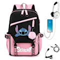 Pikkukuva 1 / 4: stitch reppu lasten reput reppu USB-liitännällä 1kpl vaaleanpunainen