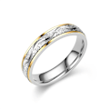 Miniatyrbilde 6 av 7: Dobbelt rad diamantklo forlovelsesring med perler og gullbelegg 4mm perlesand uten diamanter nr. 5