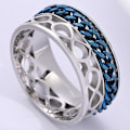 Miniatyrbild 1 av 6: antistress spinner roterande fidget ring ringar blå Size7/17mm