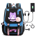 Pikkukuva 1 / 6: Aphmau reppu lasten reput reppu USB-liitännällä 1kpl sininen 3