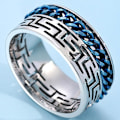 Miniatyrbild 1 av 6: antistress spinner roterande fidget ring ringar blå Size7/17mm