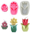 Miniatyrbillede 2 af 4: lysforme lys stearinlys gør-det-selv-forme i silikoneform tulipan