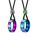 Miniatyrbild 5 av 6: Colour-Change Par Ring Halsband: Glödande blå &amp; lila virvelp blå kant kung