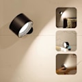 Miniatyrbillede 1 af 9: Genopladelig LED-væglampe med 3 farvetilstande, 3 lysstyrkeniveauer sort berøringskontrol (2pack)
