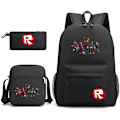 Miniatyrbillede 1 af 3: Roblox Rygsæk Penalhus Skulderrem Tasker Pakke (3 stk) sort 3