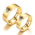 Miniatyrbillede 2 af 7: Fantastisk dobbelt kronring - 3D guld bånd af titanstål og 2-tonet guld 8mm hendes konge nr. 9
