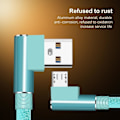 Miniatyrbilde 2 av 11: Vinklet 90 graders ladekabel USB A til USB C / iPhone Lightning / Micro-USB (Type-C) svart 3 meter