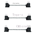 Miniatyrbillede 1 af 3: Belysning / USB Type-C / Micro-USB kabel til DJI Mavic Air2 mini2 USB Type-C flettet 15CM