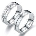 Miniatyrbilde 2 av 7: For alltid sammenflettede par diamantring Jeg elsker deg forlovelsesring stål farge med diamanter nr. 13