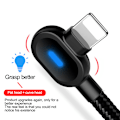 Miniatyrbild 7 av 11: vinklad 90 graders laddare kabel USB a till USB c / iPhone Light röd (Lightining) 2 meter