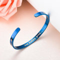 Miniatyrbilde 1 av 6: Titanstål C-formet Inspirerende Armbånd - Fortsett å skyve fremover blå