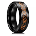 Miniatyrbilde 4 av 6: Karbonfiber Drageringsring - Eksotisk Edel Stil Statement 8 mm grønt sølvstykke nr. 13