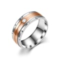 Miniatyrbillede 1 af 7: Diamantring med to farver og trappetudsnit - elegant modeerklæring 8 mm rosa guld med diamanter nr. 7