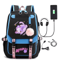Pikkukuva 1 / 6: Aphmau reppu lasten reput reppu USB-liitännällä 1kpl sininen 2