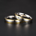 Miniatyrbilde 2 av 7: Fantastisk titanstål dobbeltsteg gull zirkonring for par - tidløs 4mm damemodell med diamanter nr. 10