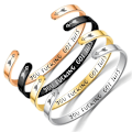 Miniatyrbilde 4 av 6: Titanstål C-formet Inspirerende Armbånd - Fortsett å skyve fremover stål farge A
