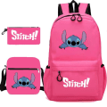 Miniatyrbillede 1 af 5: stitch rygsæk penalhus skulderrem tasker pakke (3 stk) rosa rød 3
