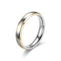 Miniatyrbillede 3 af 7: Fantastisk titanstål dobbelt trin guld zirkonring til par - tidløs 4mm herremodel uden diamanter nr. 9
